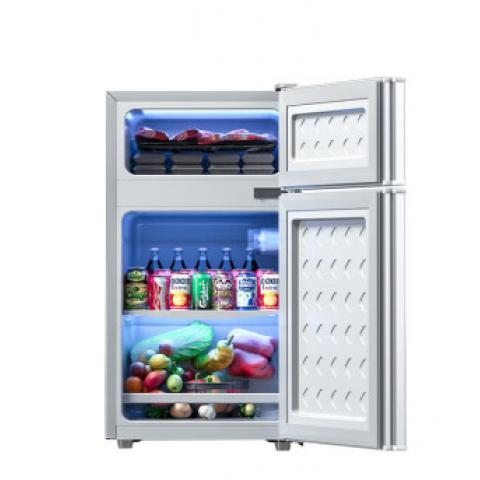 冰熊（bingxiong）小双门冰箱小型家用迷你电冰箱节能宿舍冷藏冷冻BCD-42S128全国联保 银